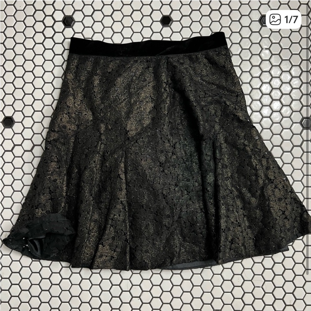 Anna Sui Black Lace A-Line Skirt